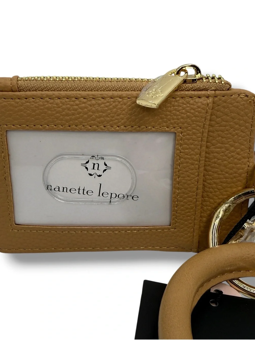 Nanette Lepore Wristlet ID Card Holder Candi Camel Zip‎ Coin Pouch Key Ring